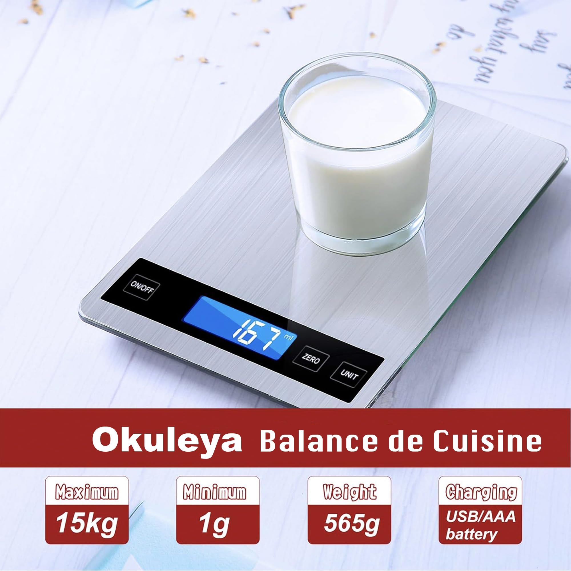 balance de cuisine numérique 15 kg avec écran lcd + acier inoxydable + verre trempé précision jusqu'à 1 g g/kg/lb:oz/ml/fl'oz type c ou piles balance de cuisine numérique 15 kg avec écran lcd + acier inoxydable + verre trempé précision jusqu'à 1 g g/kg/lb:oz/ml/fl'oz type c ou piles