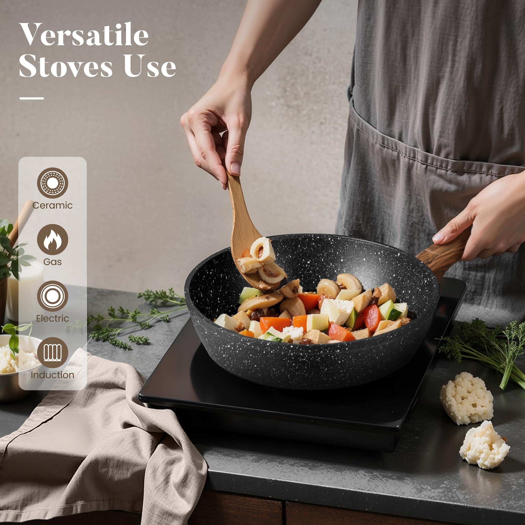 kitchen academy lot poele et casserole induction, set poele et casserole induction 12 pièces batterie de cuisine avec couvercle, revêtement antiadhésif kitchen academy lot poele et casserole induction, set poele et casserole induction 12 pièces batterie de cuisine avec couvercle, revêtement antiadhésif