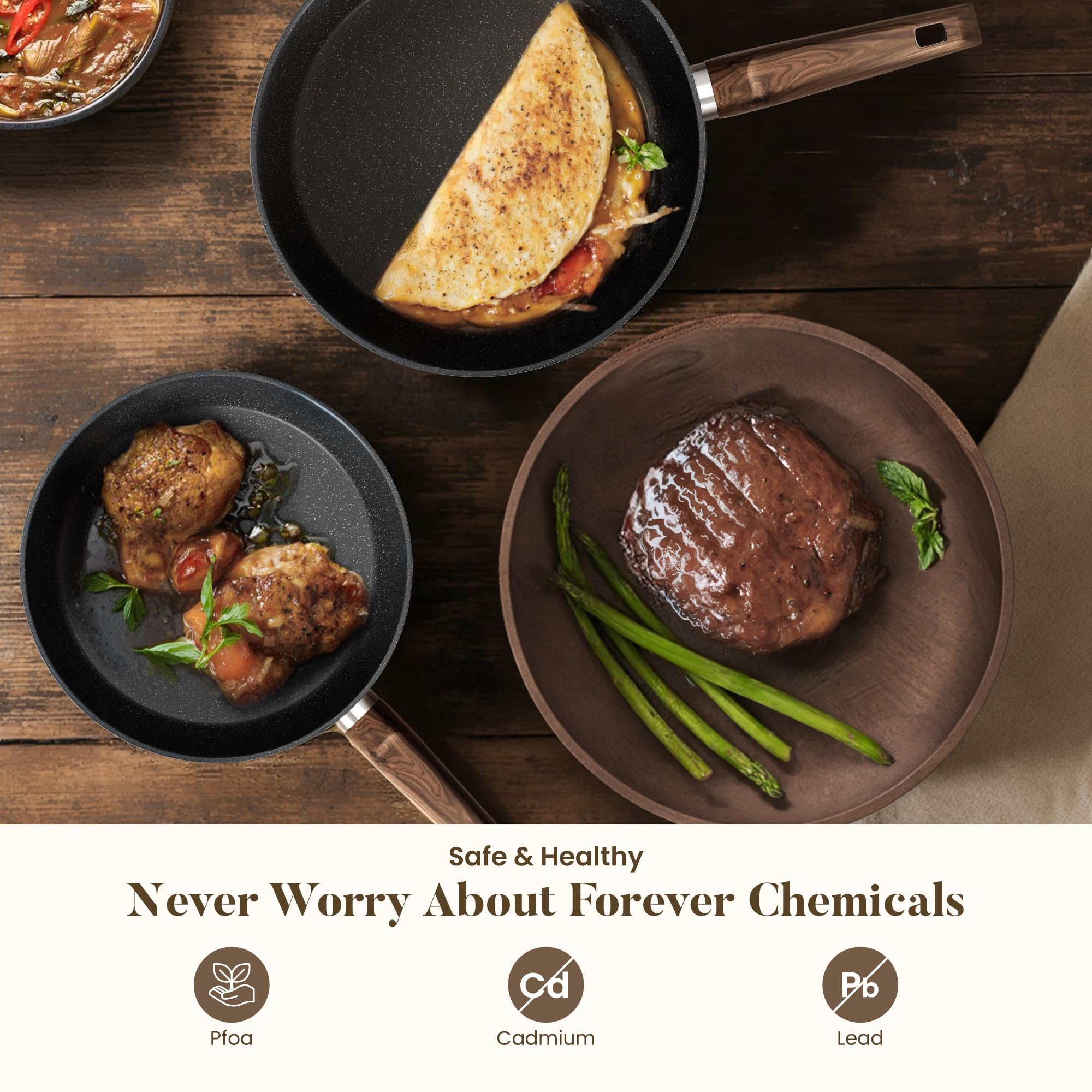 kitchen academy lot poele et casserole induction, set poele et casserole induction 12 pièces batterie de cuisine avec couvercle, revêtement antiadhésif kitchen academy lot poele et casserole induction, set poele et casserole induction 12 pièces batterie de cuisine avec couvercle, revêtement antiadhésif